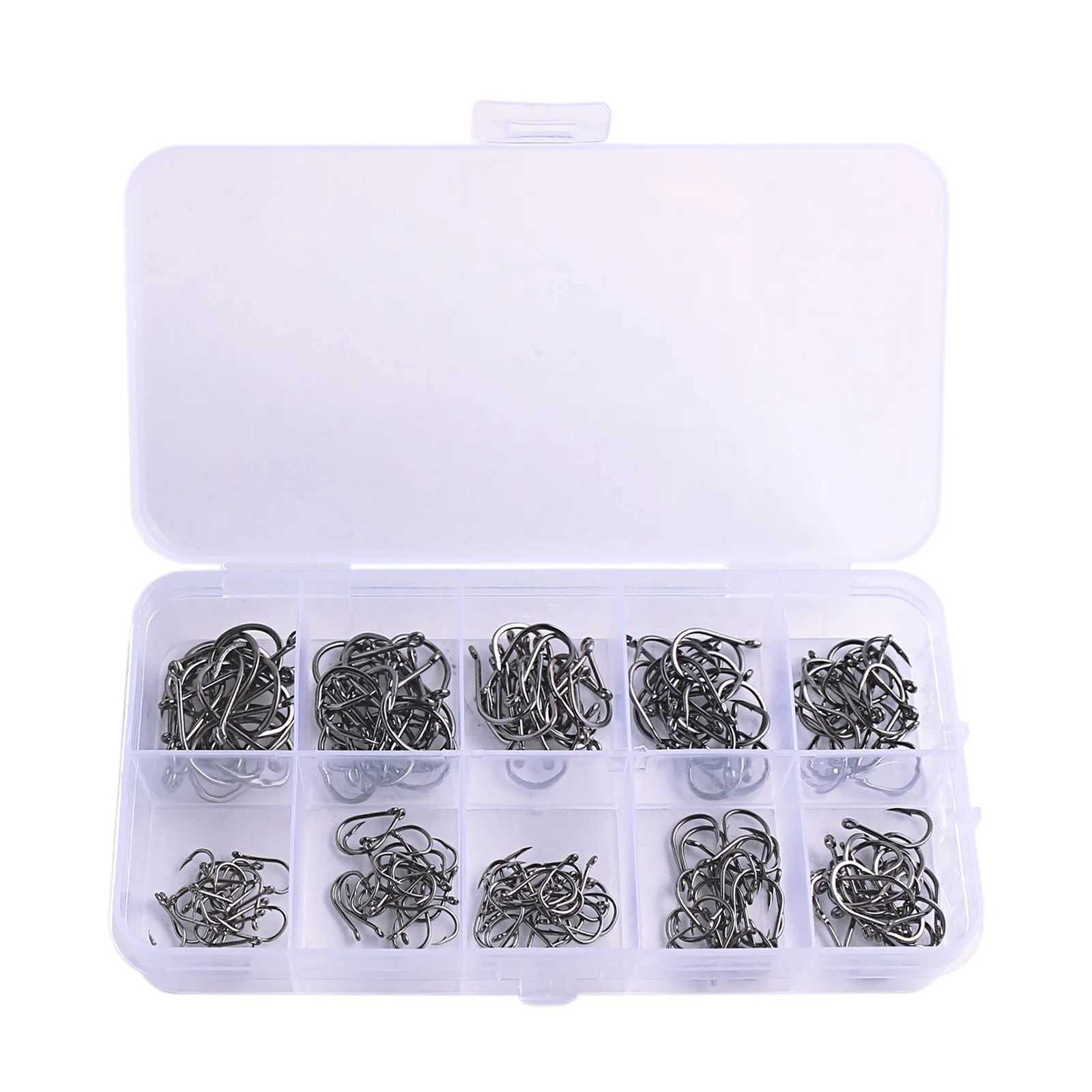1000PCS Fishing Hooks Set High Carbon Steel Sharp Durable Barbed Fishhook Rock Fishing Equipment Gear Tackle Accessories withbox Y240910