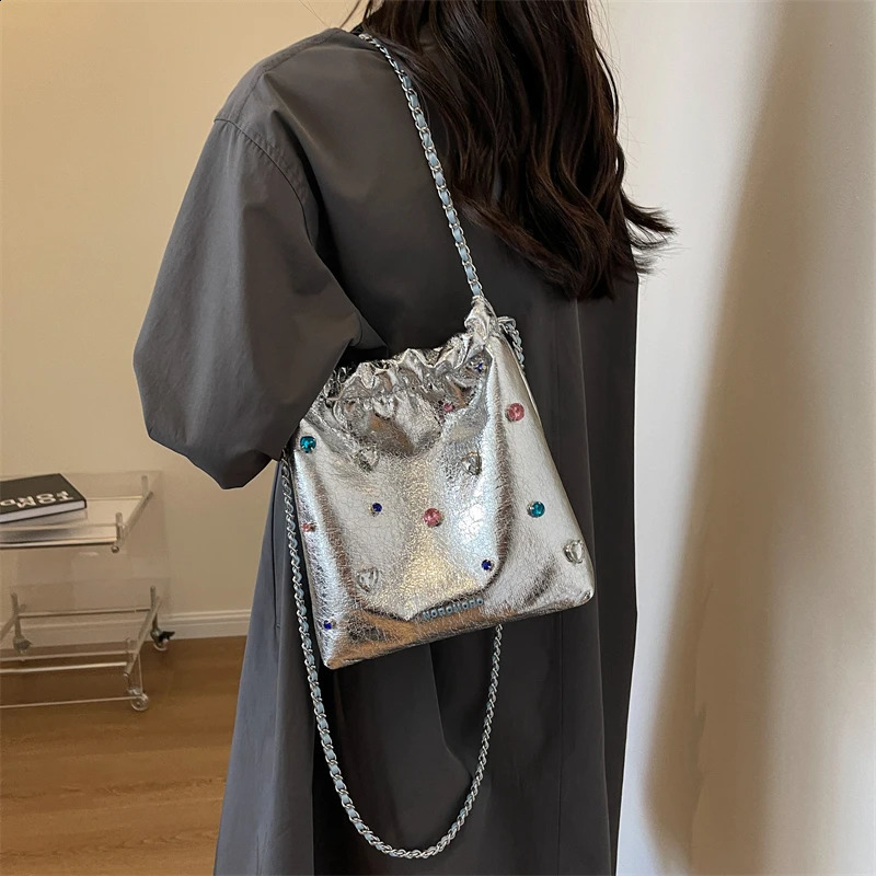 LEFTSIDE Dias Sier Leather Cross Body for Women Korean Fashion Chain Shoulder Bag Handbag 240910 9d39 - view 4