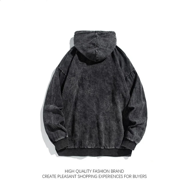 Tie dye wear hoodie mens sportswear womens autumn retro dark gray jacket prefabricated street hoodie unisex Harajuku Gothic shirt 240909