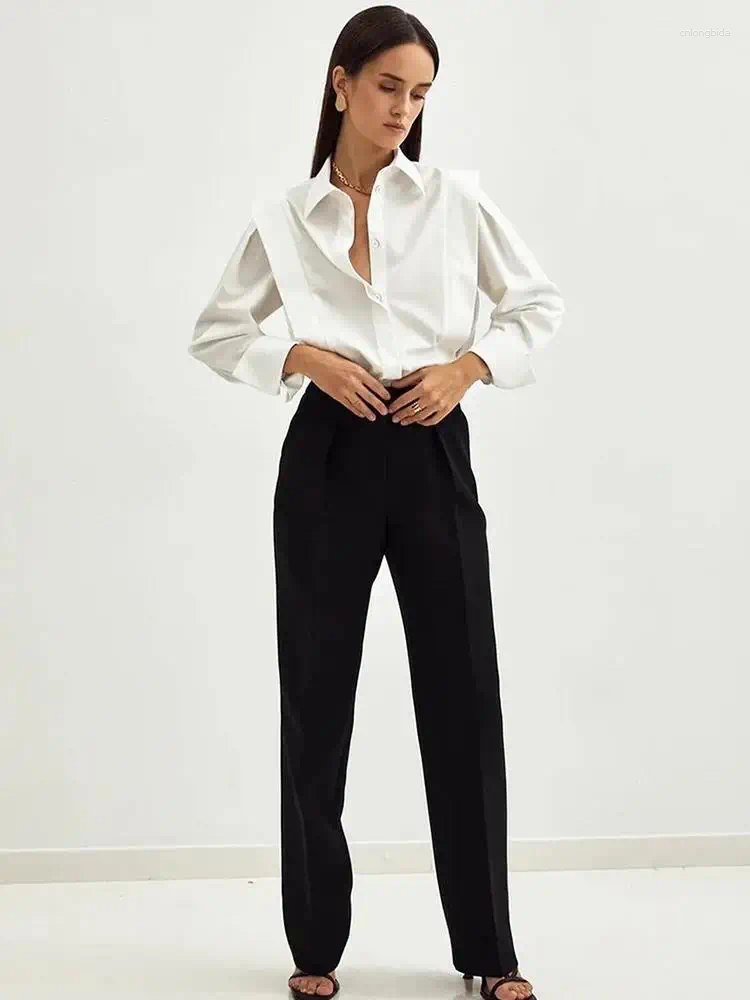 Women's Blouses Mueyaruho 2024 Autumn Winter Women Solid White Office Dress Shirt Elegant Long Sleeve Blouse For