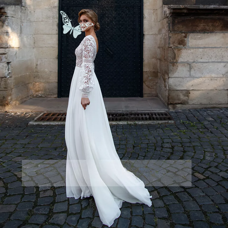 Designer Crystals Long Sleeves Ball Gowns Dresses Vestidos De Novia Lace-Up Back Arabic Wedding Gown Sheer Neck Custom Made 05 6660312