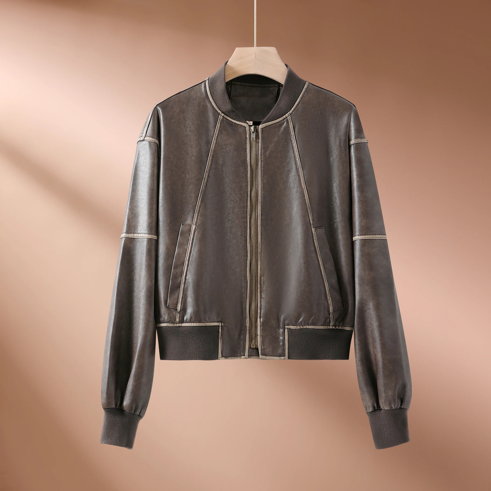 Women's Leather Jacket | Pu Zipper Motorcycle Coat Short Faux Biker Bomber