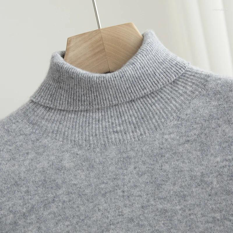 Men's Sweaters Men Sweater Turtleneck Knitted Pullover Cashmere Warm Solid Color Clothes Business Bottoming Tops Autumn Winter