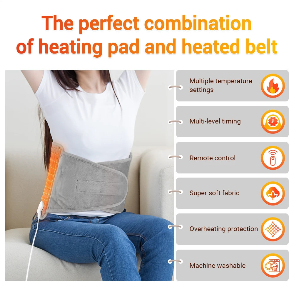 Electric heating waist belt press treatment blanket leg back abdomen Uterus massage heating pad heating bracket 240909