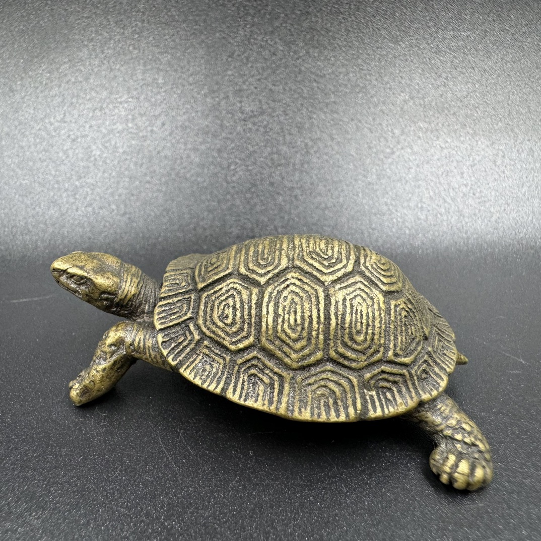 Brass small turtle ornaments solid copper thousand-year-old turtle pattern longevity turtle mini copper turtle simulation turtle bronze 65.5g