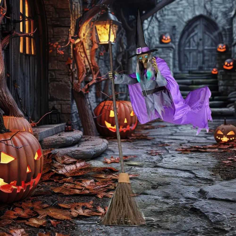 Flying Witch Outdoor Decor Spooky Flying Witch Decors with Sounds Lights for Outdoor Halloween Courtyard for Garden for IndoorX240910