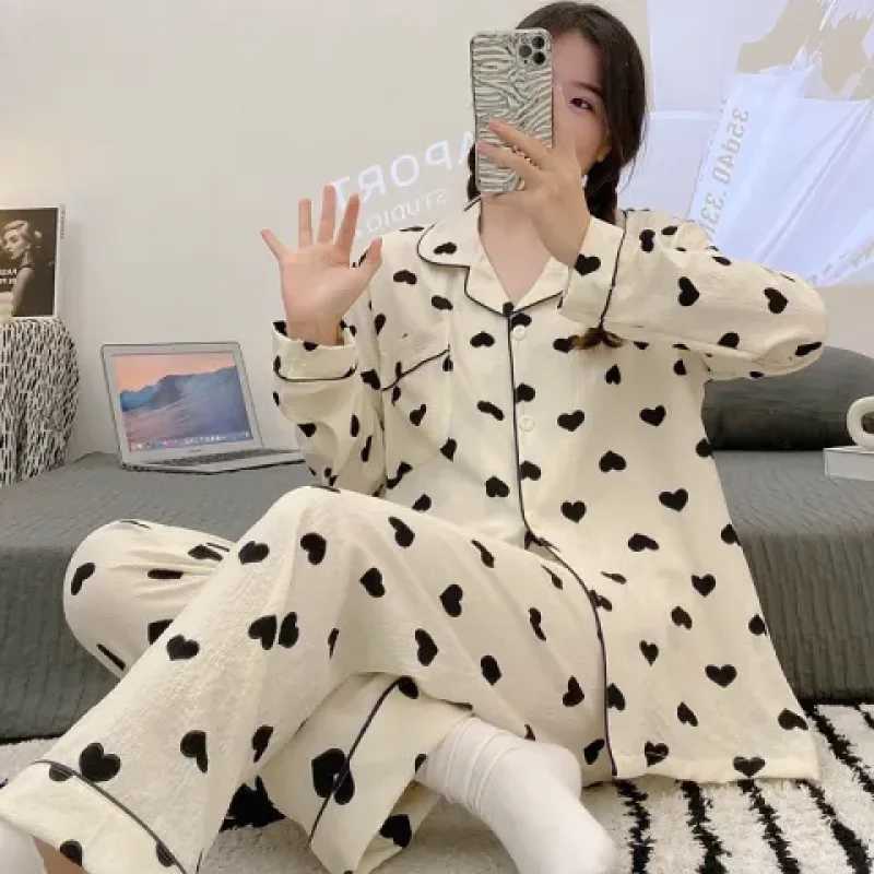 French Romantic Elegant Y2k Womens Autumn Pajamas Sweet Aesthetics Lazy Bubble Cotton Sleepwear 2024 New Fashion Lady LoungesX240910