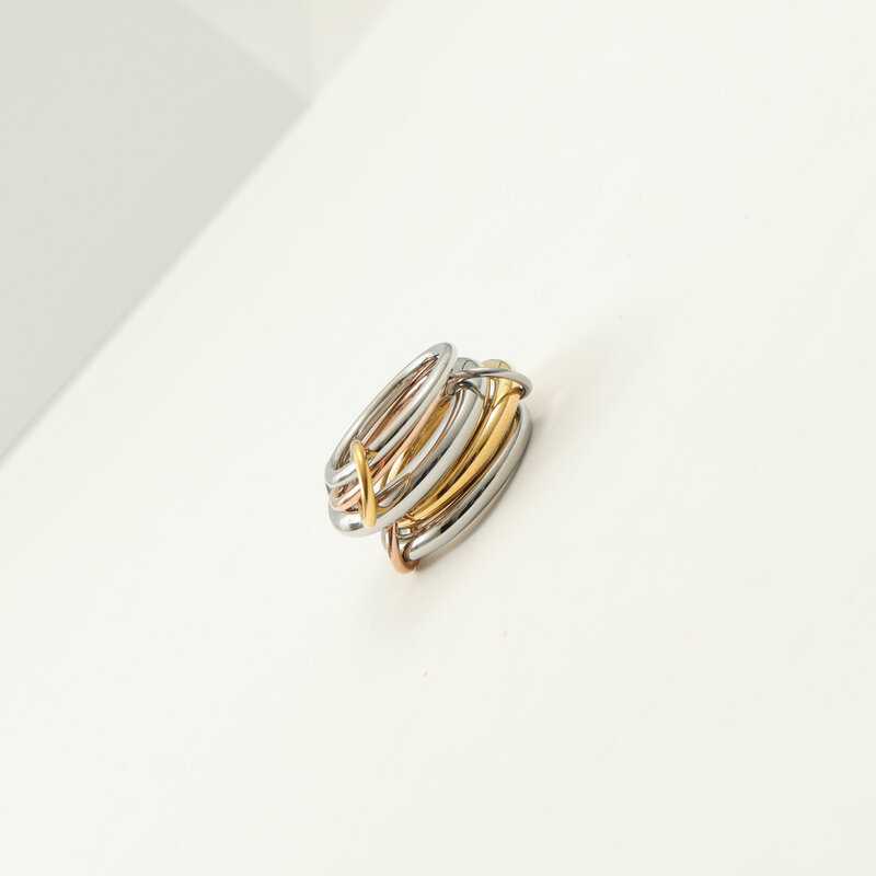 Stacking K gold Four piece Rings for women men spinelli kilcol rings with Dia Ring overlapping designer jewelry Open ring average size