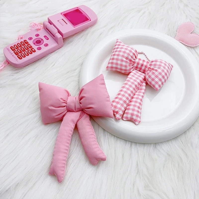 Bow key chain bag pendant soft cotton key ring fashionable backpack handbag accessories 240914