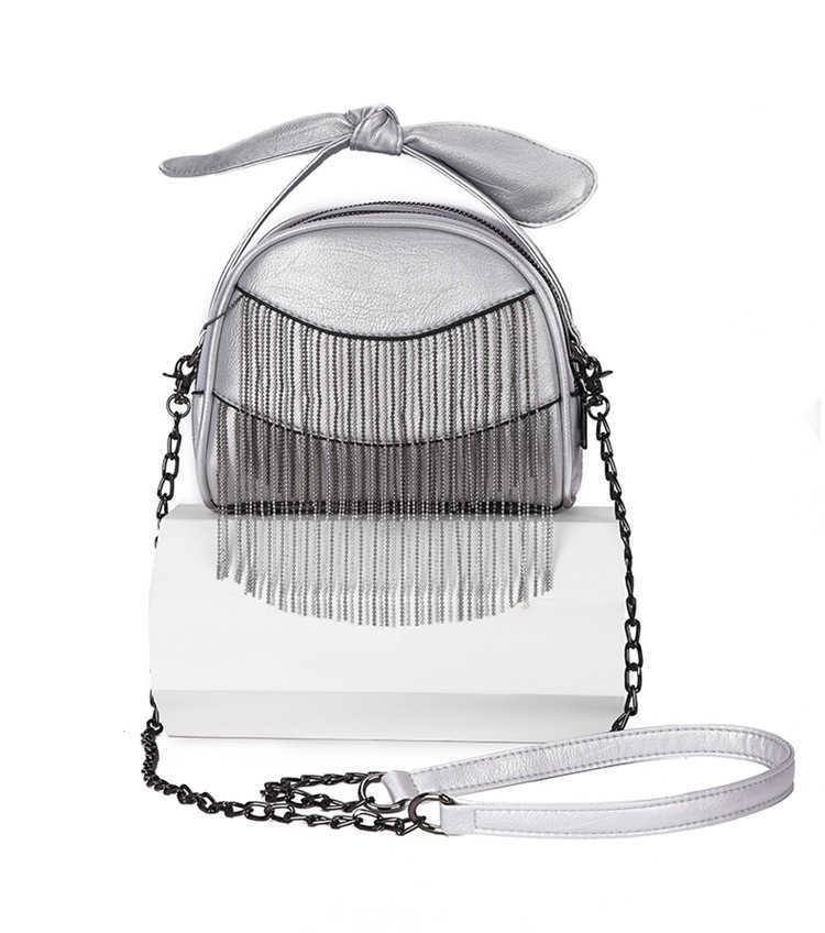 CMM Simple solid color tassel shoulder bag women Korean style trendy brand fashion chain bag PU casual texture crossbody small bag women 240915