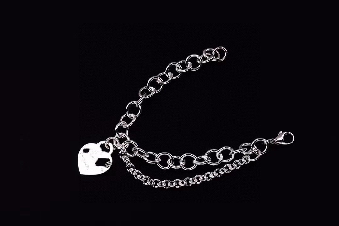 Vintage Charm Bracelet Brand Designer Top Quality S925 Sterling Silver Heart Charm Bucket Round Lock Double Chain Bracelet For Women Jewelry With