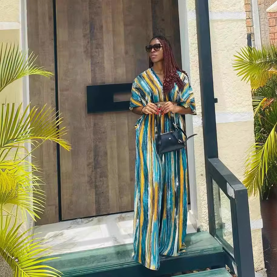 African American Mother Expensive Custom Gold Jacquard Fabric Loose Dress 240506 B1