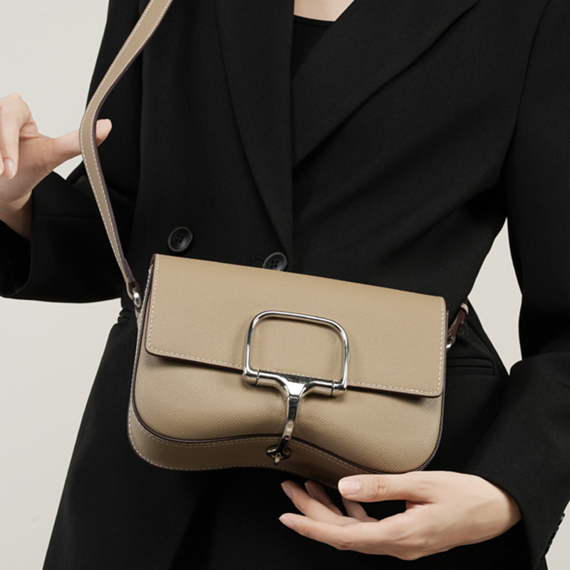 Cow Handbags: Genuine Hot Cowhide Leather Saddle Crossbody - Small Shoulder Bag With Stylish Palm Print For Ladies Handbags: - Handbags: - Handbags: -