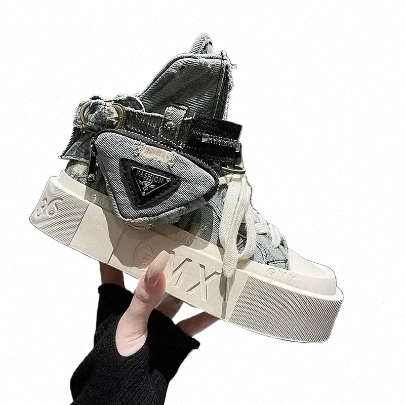 Women's Punk Gothic Ankle Boots Fashion Cowboy Knight Boot Denim Canvas Shoes dh911125171