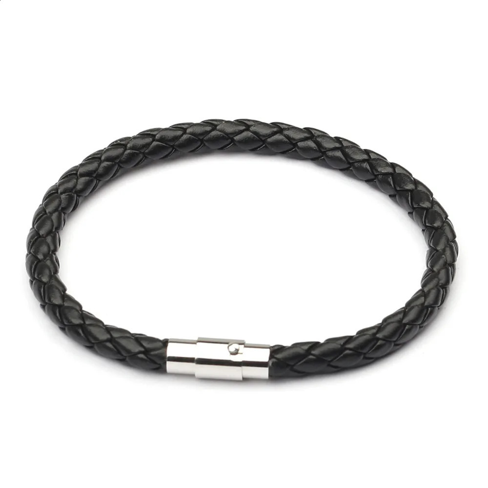 Simple Mens Leather Bracelet Multi Color Stainless Steel Button Bracelet Womens Wristband Valentines Day Jewelry Gift 240909