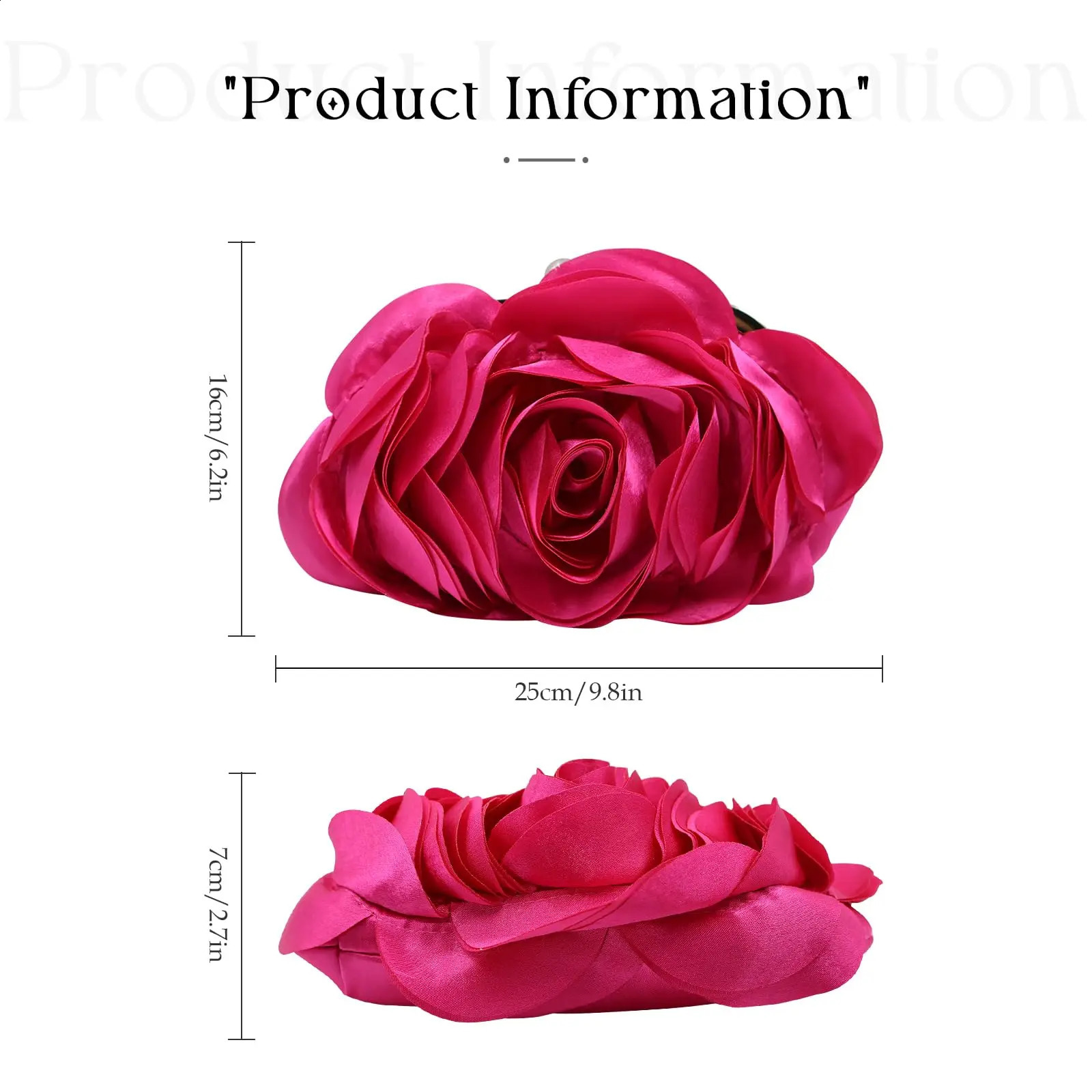 Womens rose clutch bag with detachable chain used for weddings flowers brides small wallets evening bags party handbags womens wedding 240910