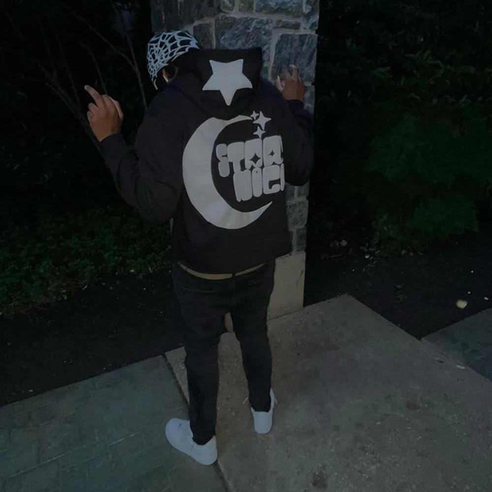 Star Letter Print Y2K Clothes Autumn Women Hoodies Retro Long Sleeve Oversized Sweatshirts Male Harajuku Hiphop Hooded Jackets y240907