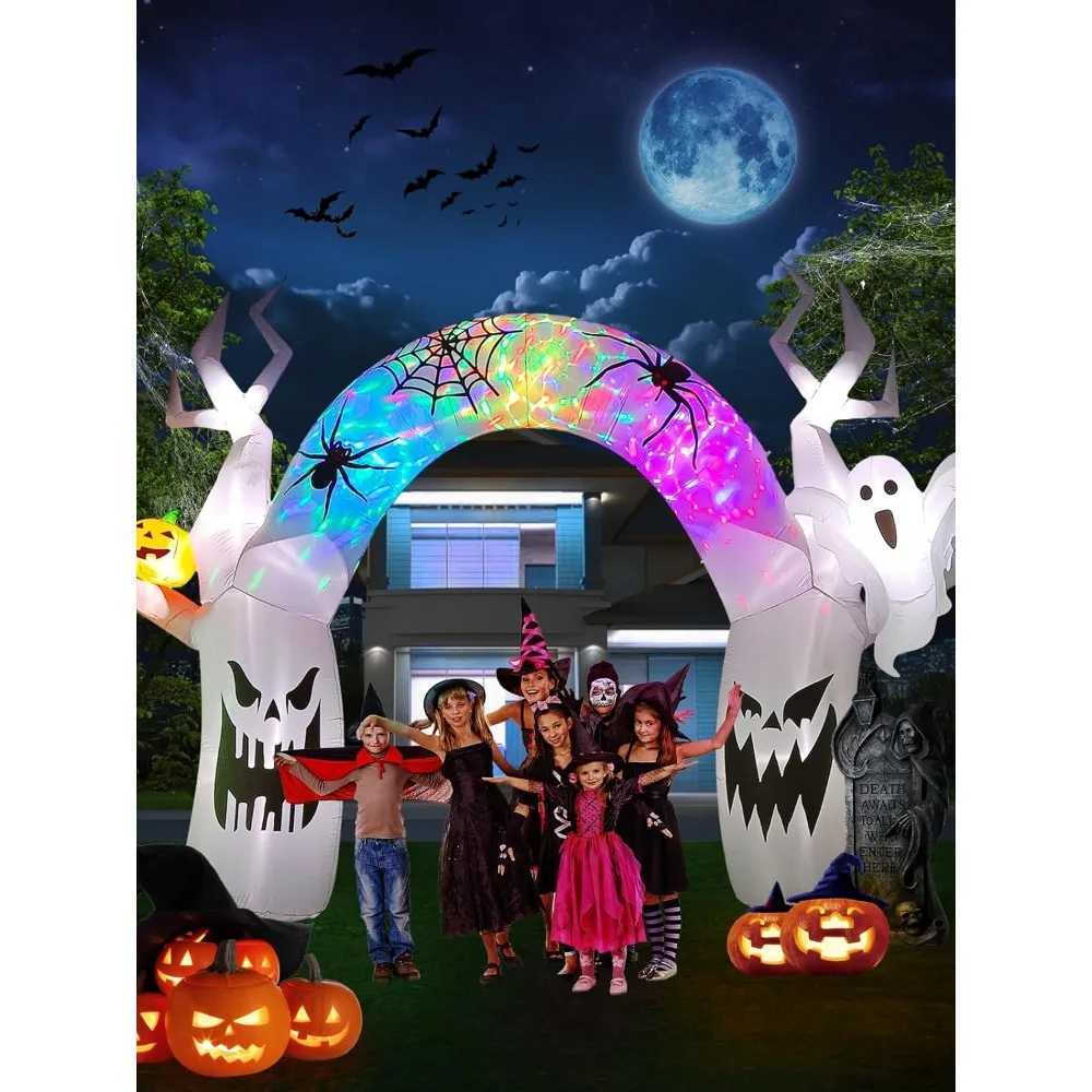 Halloween inflatable decoration colorful pumpkin ghost decoration built-in LED courtyard decoration Halloween inflatableX240910