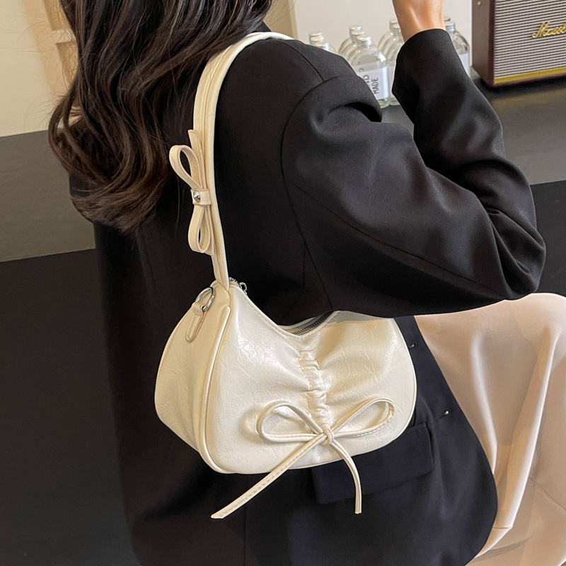 2025S Fashion Designer Minimalist Bow Niche Design Handbag For Women In Spring Summer Trendy And Versatile Single Shoulder Crossbody Bag