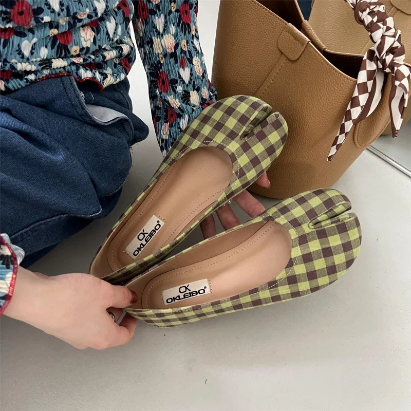 Split toe flats ballet woman slip on loafers soft bottom moccasins sier flat ballerina single tabi ninja women shoes 240906