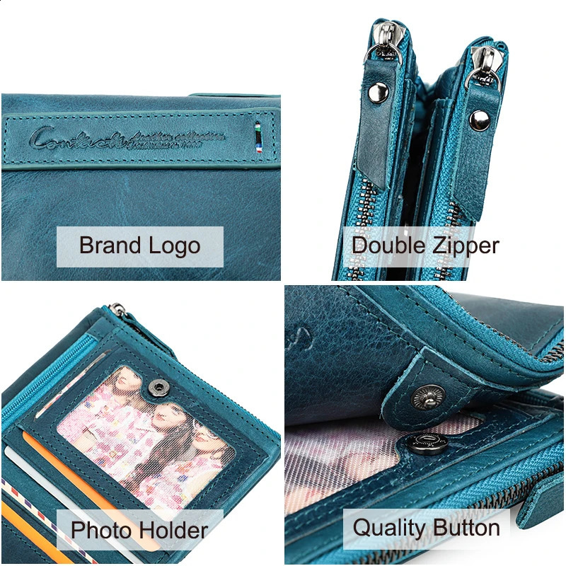 Contacts Name Engage Genuine Leather Wallet Womens Fashion Coin Pocket Mini Money Bag Card Clip Quality 240910