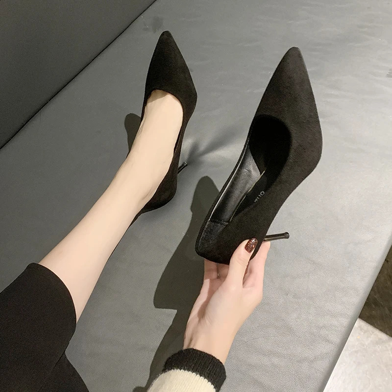 Women Mid Heeled Sandals Black 6-8-10cm Pointed Thin Heeled Baotou Banquet High Heeled Shoes Womens Shoes Tacones Mujer 260625 - view 3
