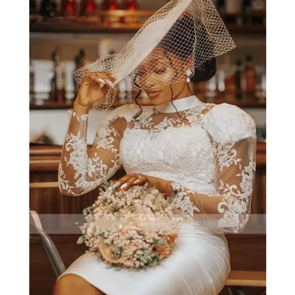 African Elegant Mermaid Wedding Dresses for Bride 2024 Off Shoulder Lace up Closure Sweep Train Beaded Bridal Gowns Customized 06