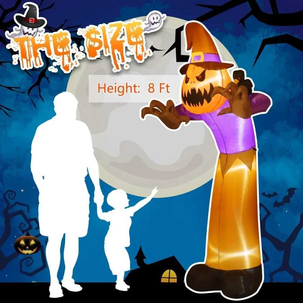 Party Decoration Halloween Inflatables Scarecrow Pumpkin Head Decoration Halloween Blow ups for Indoor Outdoor Party Garden Lawn Decoration Q240903