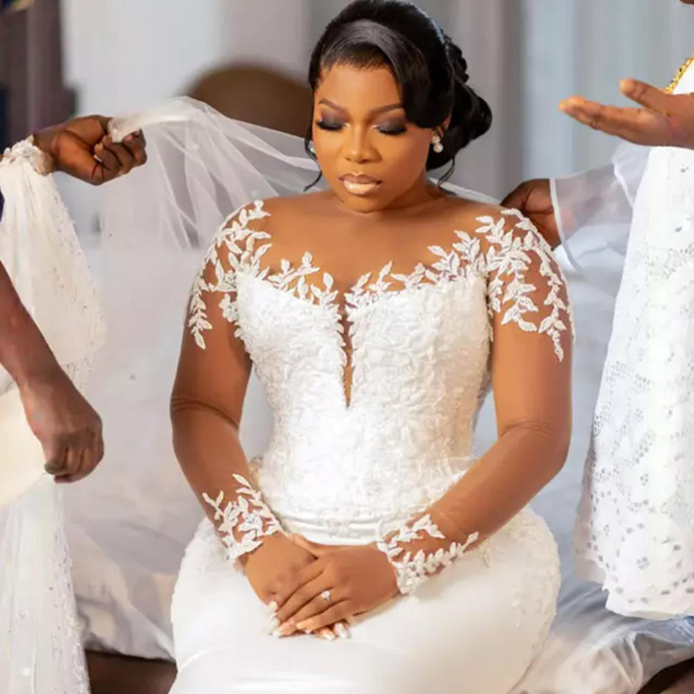 Sexy Strapless Mermaid Elegant Wedding Dresses Draped Chiffon Sweep Train Dress Plus Size Custom Made 2024 01 6660312