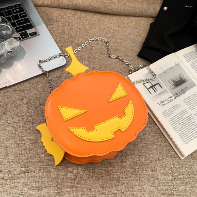 Helloween Cross Body Bag Women Pumpkin Crossbody PU Leather Shoulder With Zipper Adjustable Strap Female Daily Halloween fashionable item zhanyishengl