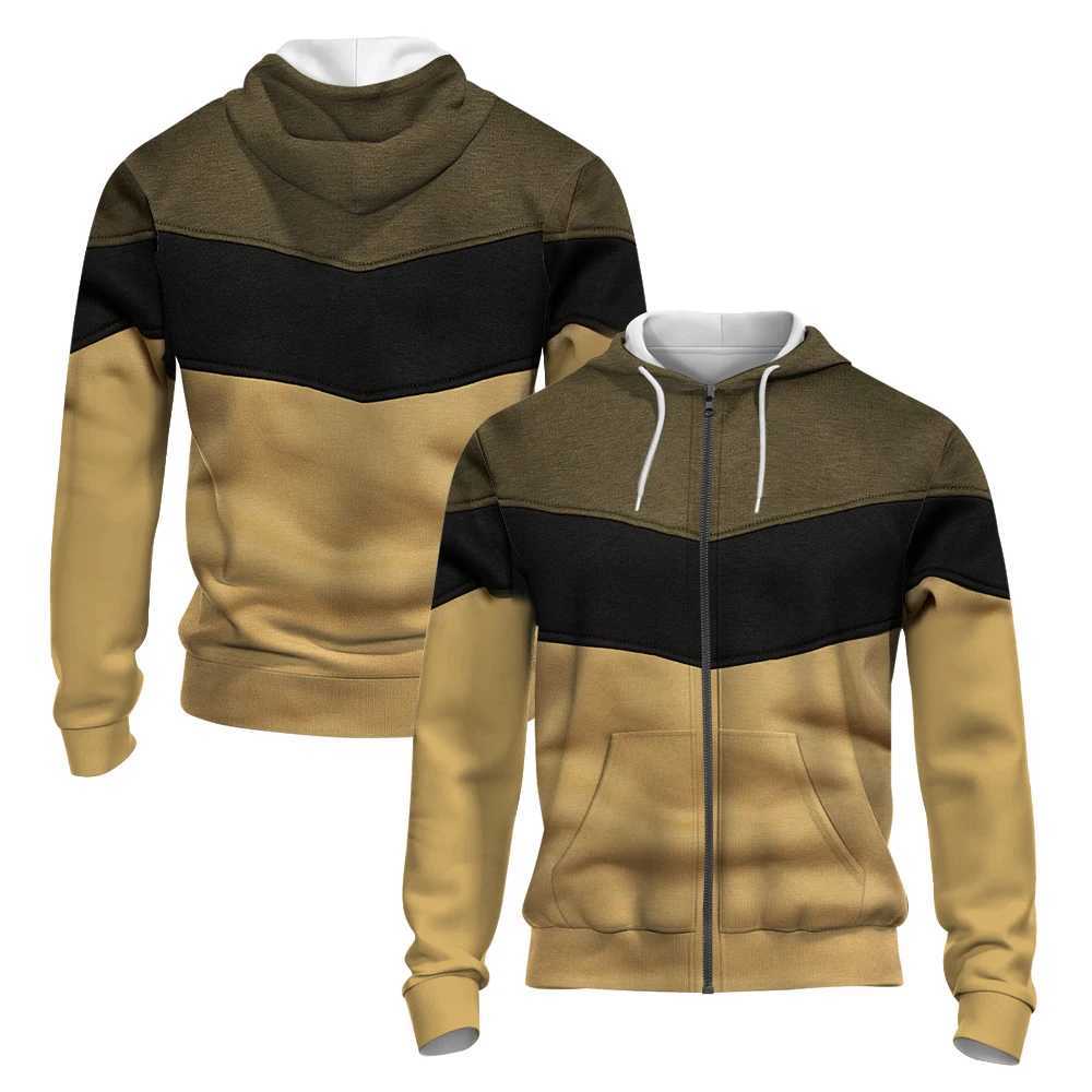 White Blue and Grey Stripes 3D Printed Autumn/winter Zipper Hoodie Mens Retro Street Sport Zipper Hoodie Fashion Hoodie Plus M240909