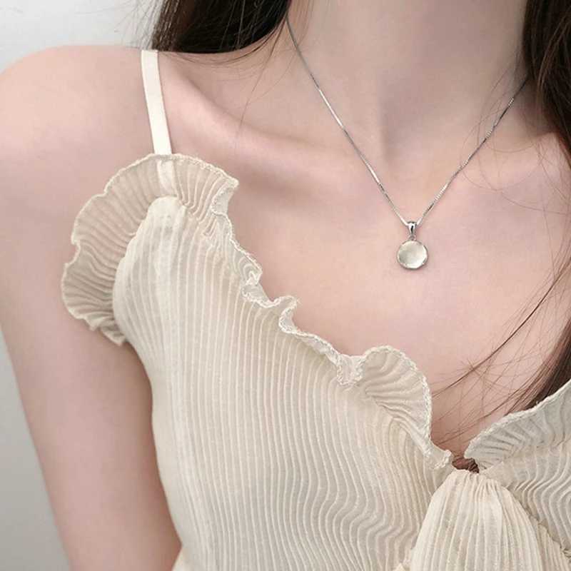 Fairy Elegant Pink Round Crystal Pendant Necklace Simple Design Korean Fashion Girls Women Star Clavicle Chain Jewelry Gifts XJ250524