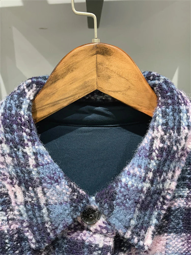 Womens wool plain weave medium length coat autumn and winter womens lapel single chest long coat 240909