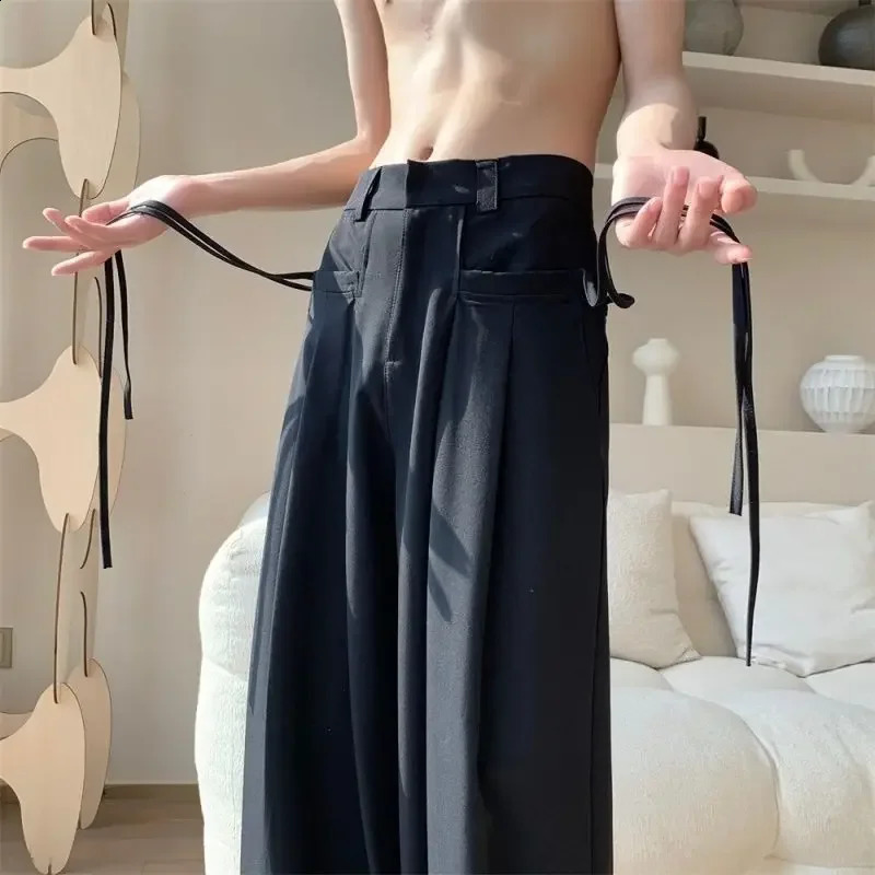 Draped Trousers for Men Plus Big Size Man Suits Pants Fluid Baggy in Dress High Quality Thin Casual Tailoring Clothes Offer 240904