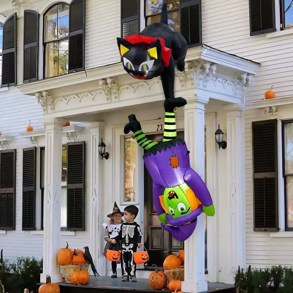 Halloween Ghost 8-foot Halloween Inflatable Outdoor Decoration Cat and Witch Halloween Blow molded Courtyard DecorationX240910