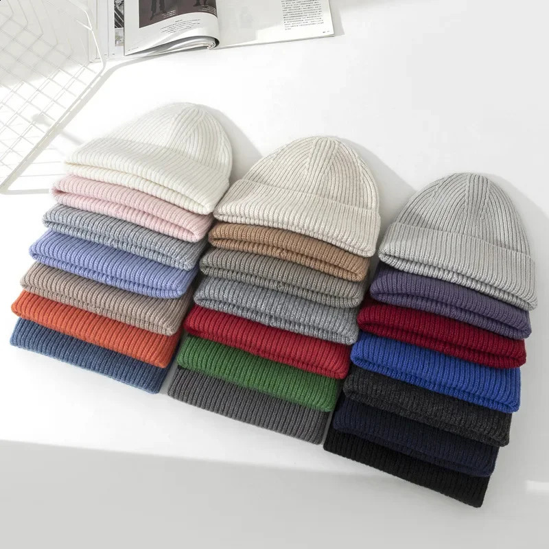 Wool Beanies Women Knitted Hat Unisex Winter Warm 240910
