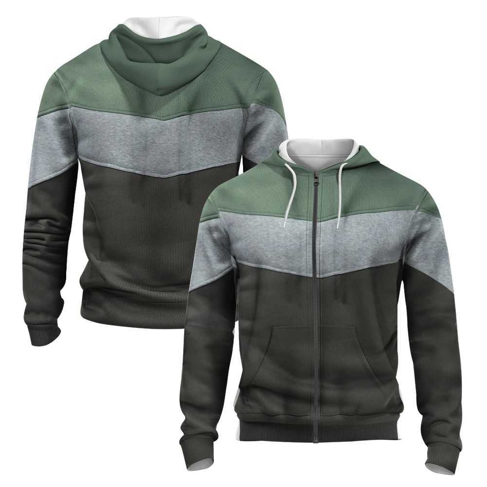 White Blue and Grey Stripes 3D Printed Autumn/winter Zipper Hoodie Mens Retro Street Sport Zipper Hoodie Fashion Hoodie Plus M240909