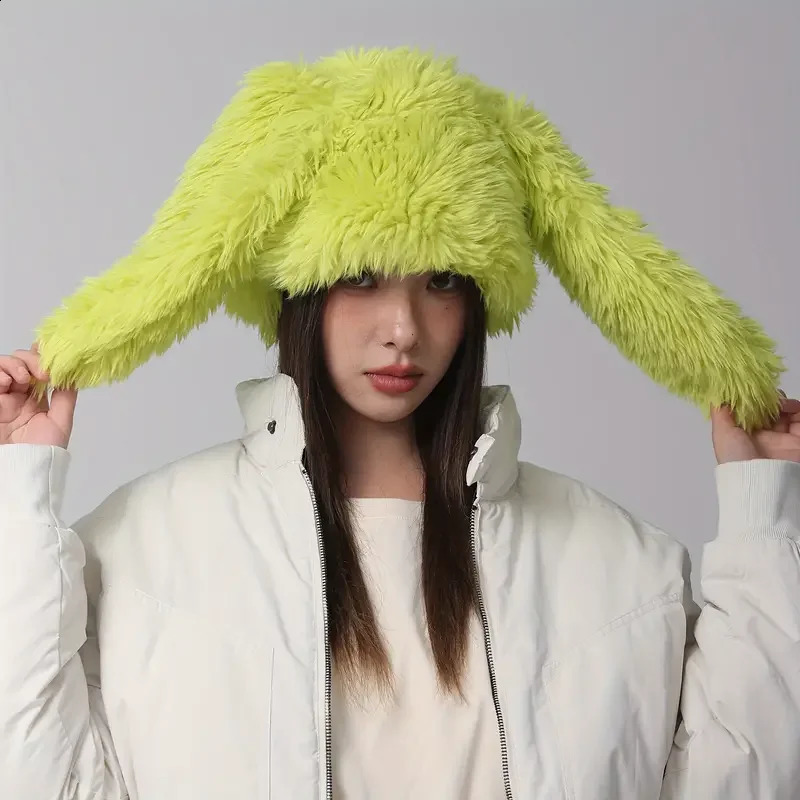 Cute Cartoon Bunny Ears Plush Hat - Soft and Warm Faux Fur Womens Skull Hat | Suitable for Daily Wear and Party Use 240910