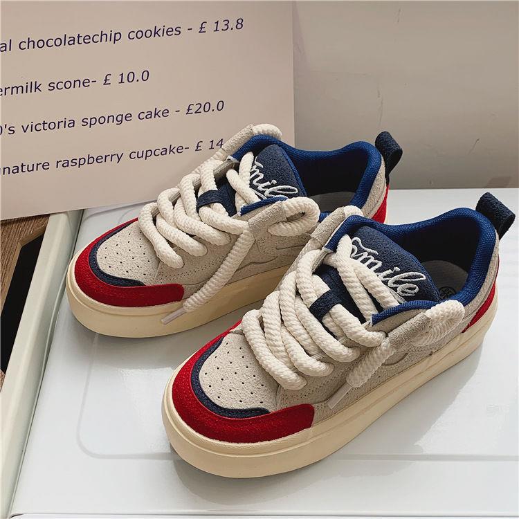 Niche design sense thick rope bread shoes 2024 new comfortable women's casual board shoes