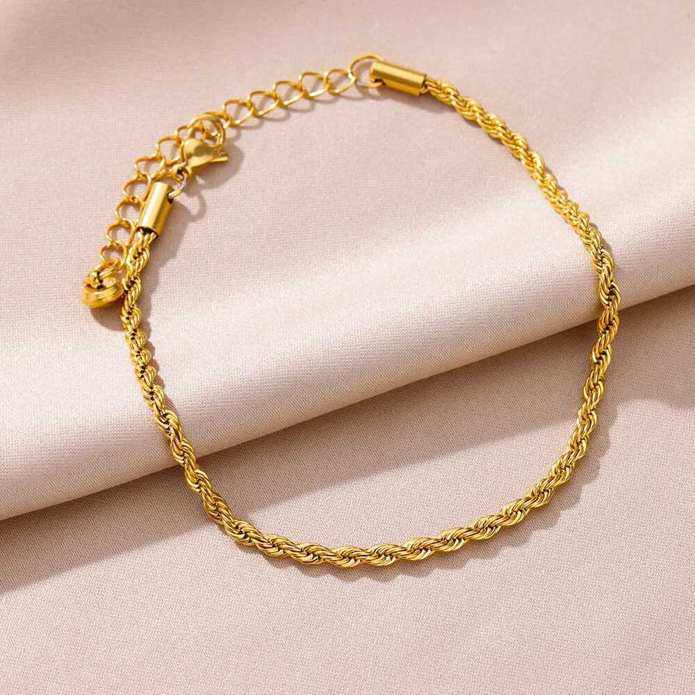 Stainless Steel Chain Anklets for Women Accessories Gold Color Ankle Bracelet Waterproof Anklet Summer Beach Boho Jewelry GiftX240909