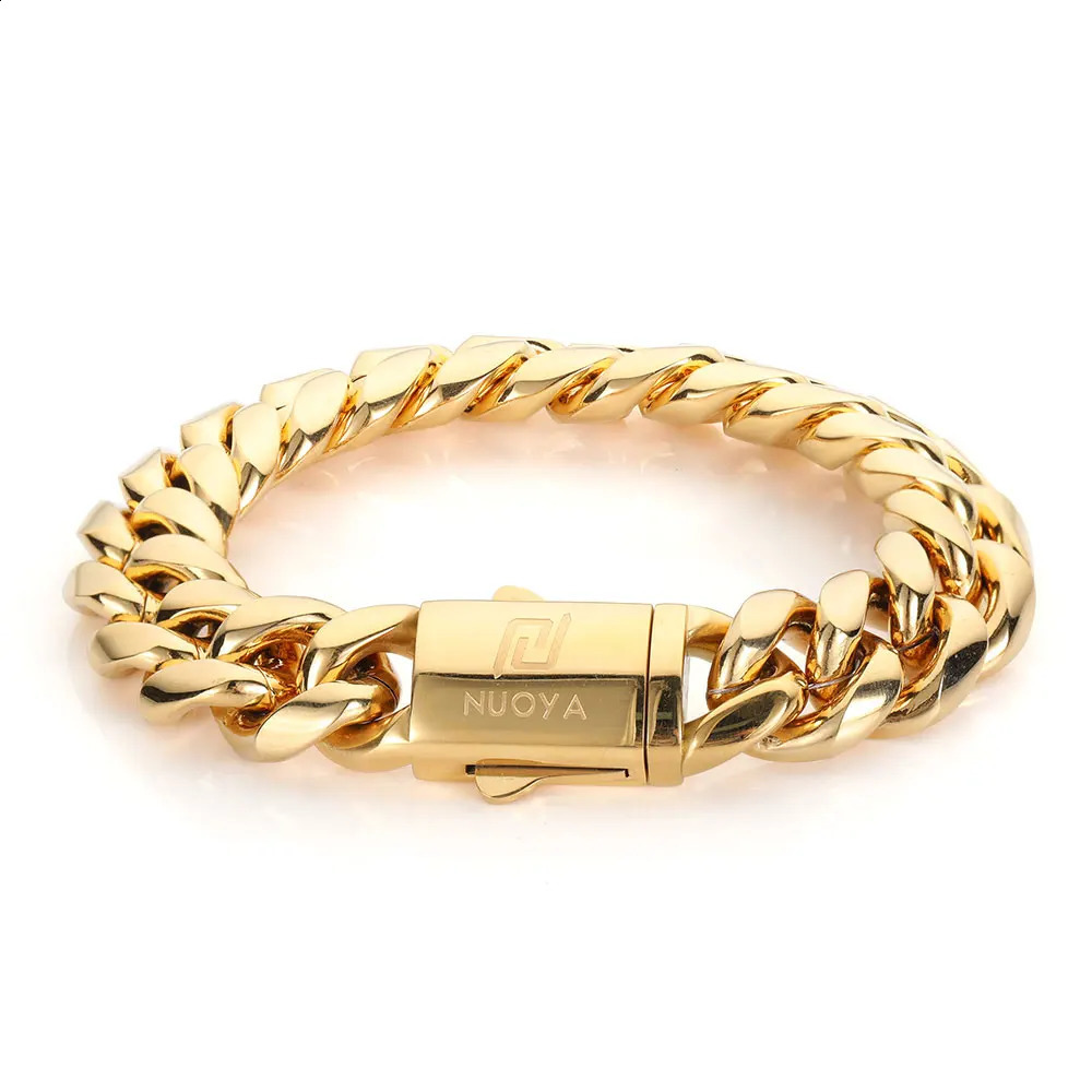 Hip Hop Rock Jewelry Free Custom Name Miami Cuban Link Stainless Steel Bracelet For Men Drop 240910