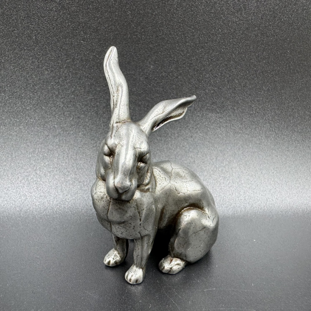 Iron solid rabbit ornaments zodiac rabbit lucky rabbit tea pet Lucky Iron Rabbit Figurine Traditional
