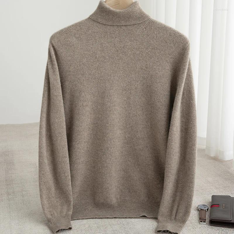 Men's Sweaters Men Sweater Turtleneck Knitted Pullover Cashmere Warm Solid Color Clothes Business Bottoming Tops Autumn Winter