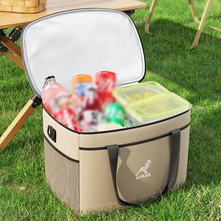 30L large capacity insulation bag cooler refrigerant lunch longterm refrigeration convenient folding outdoor po 240910