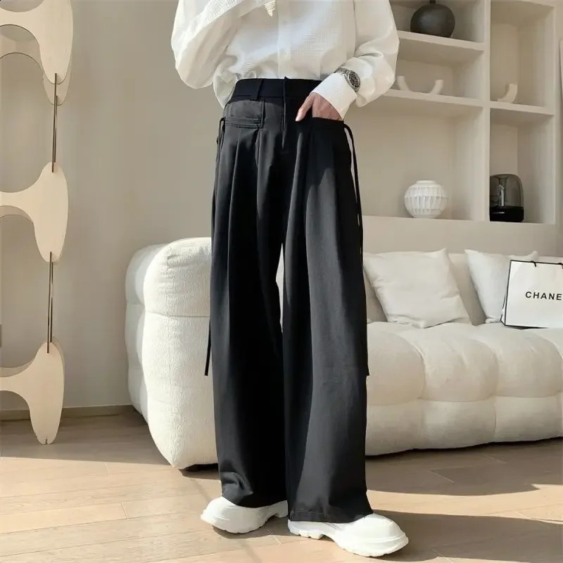 Draped Trousers for Men Plus Big Size Man Suits Pants Fluid Baggy in Dress High Quality Thin Casual Tailoring Clothes Offer 240904