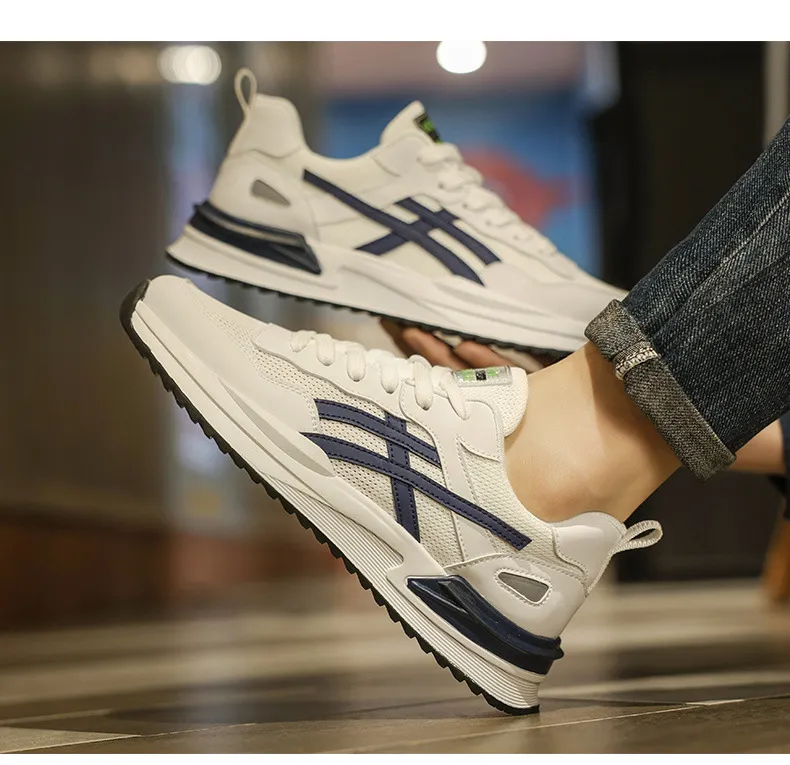 Men's spring new sneakers fashion breathable mesh running student coffee casual shoes