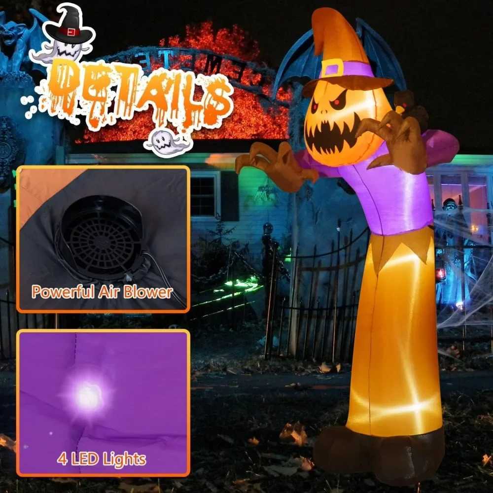 Party Decoration Halloween Inflatables Scarecrow Pumpkin Head Decoration Halloween Blow ups for Indoor Outdoor Party Garden Lawn Decoration Q240903
