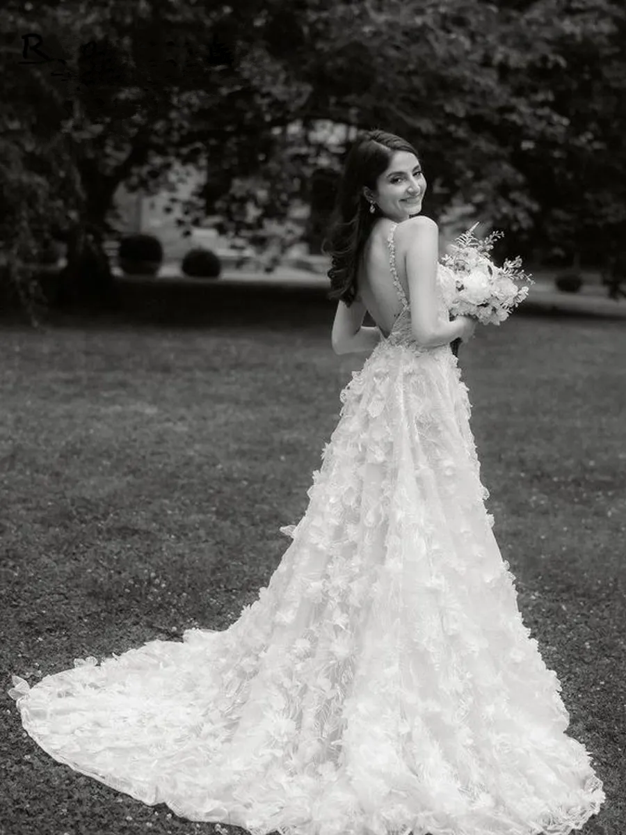 Vinatge Square Wedding Dresses Lace Apppliques Bridal Gowns Zipper Back Tulle Sweep Train Robe De Mariee Custom Made Bride Party