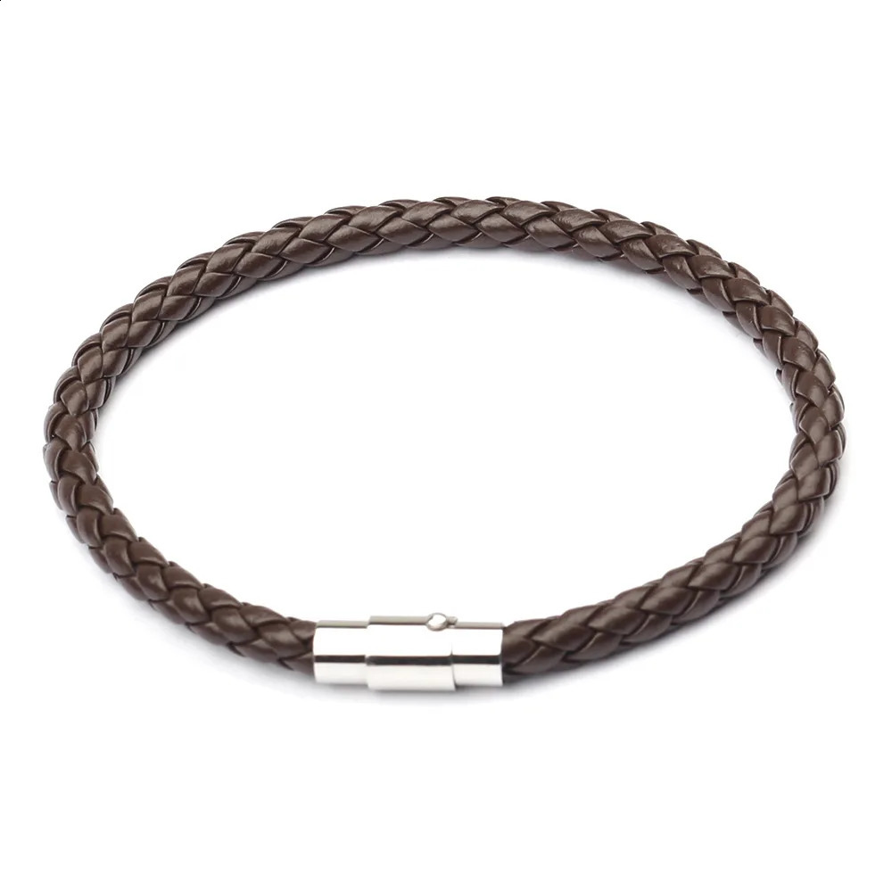 Simple Mens Leather Bracelet Multi Color Stainless Steel Button Bracelet Womens Wristband Valentines Day Jewelry Gift 240909