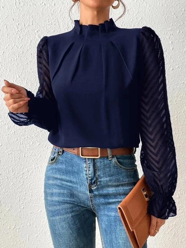 CNLONGBIDA Women's Blouses Fashion Black Office Ladies Tops And Women 2024 Autumn Casual Long Sleeve Top Femme Chiffon Shirt Elegant Blouse Woman